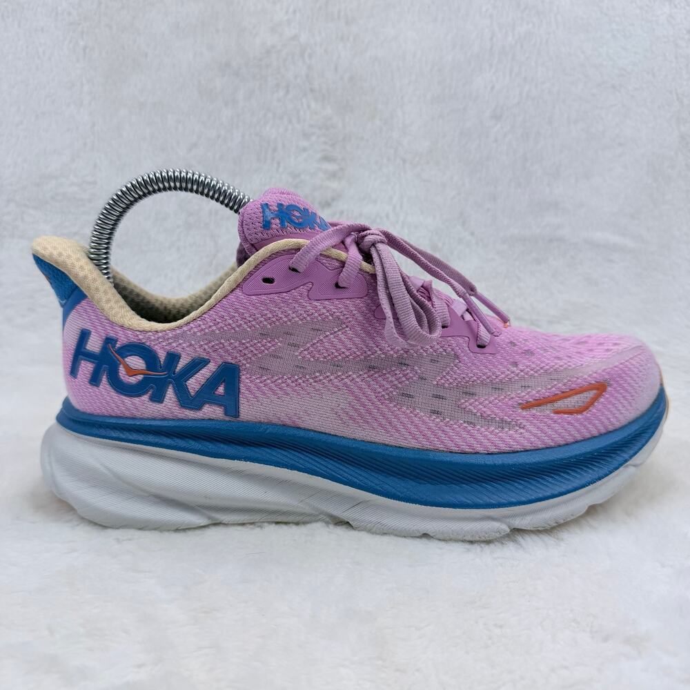 HOKA Clifton 9 Womens Running Shoes Pink Blue Size 7 B 1127896 CSLC Cushion